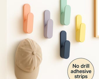 Minimalist Colourful Wall Hangers: hooks set Modern Coat Hooks, Playful Home Décor spring gift wall hook hallway hanger tidy.