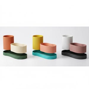 Modern Ribbed Desk Organizer Set: Minimalist Desktop Storage pen holder desk storage clutter homeware remover tidy and modular. image 3