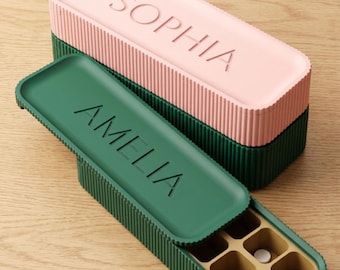 Organizador de pastillas personalizado impreso en 3D / Caja para medicamentos de 7 o 14 días / Estuche de vitaminas de viaje con nombre personalizado / Estuche para pastillas con tapa deslizante