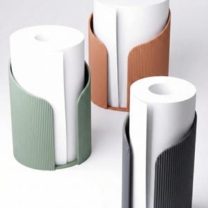 Kitchen Roll Holder Modern Ribbed Paper Towel Stand 3 sizes Countertop Organizer Campervan Home Décor Blue roll holder fall gift clean up image 10