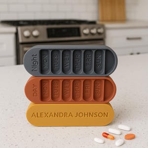 3-Tier Weekly Pill Organizer: Day & Night Sections, Magnetic Lock