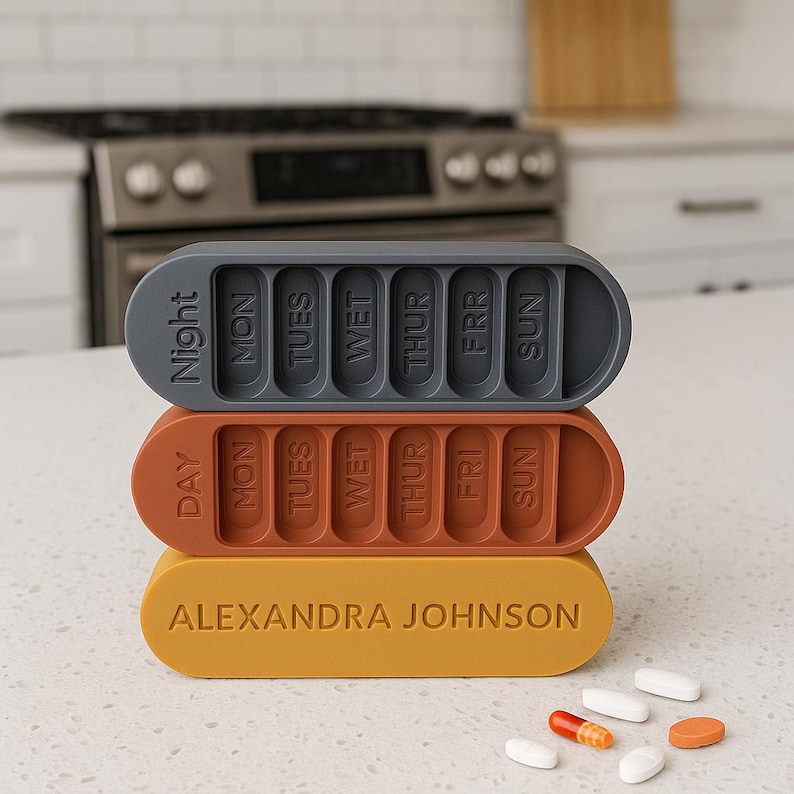 3-tier Weekly Pill Box With Day & Night Sections – Magnetic Lock ...