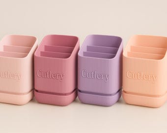 Premium Pastel Cutlery Holder with Integrated Drip Tray | Utensil Organizer for Kitchen Sink handmade, custom, with colour options fall gift