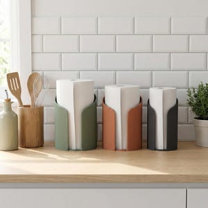 Suporte para rolo de papel toalha moderno com nervuras, organizador de bancada, decoração para casa, trailer, suporte para rolo azul, presente de outono, limpeza