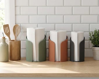 Kitchen Roll Holder Modern Ribbed Paper Towel Stand 3 sizes Countertop Organizer Campervan Home Décor Blue roll holder fall gift clean up