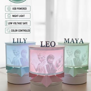 Personalized Frozen Night Light: Custom Name LED Lamp, Colour Changing fall gift