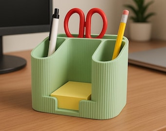 Organizer da scrivania personalizzato con porta note adesive, portapenne stampato in 3D con nome personalizzato, arredamento moderno per ufficio, regalo per insegnanti e colleghi