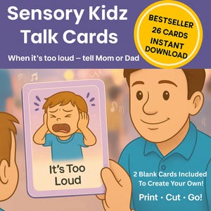 26 tarjetas de conversación sensoriales para niños: tarjetas de comunicación imprimibles estilo PECS / Apoyo de rutina visual para niños con autismo y no verbales /