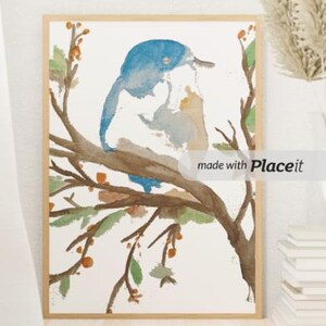 Tier Druck Blauhäher Vogel Kunst Wandbehang Wohnzimmer Dekor Natur Liebhaber Geschenk Druck