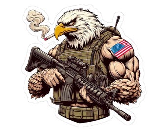 Patriotic Eagle Stickers, Military-Themed Decals, USA Pride, Car & Laptop Stickers, Gift for Veterans