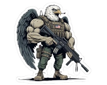 Pegatina de águila patriótica / Calcomanía para portátil de veterano militar, vinilo para botella de agua