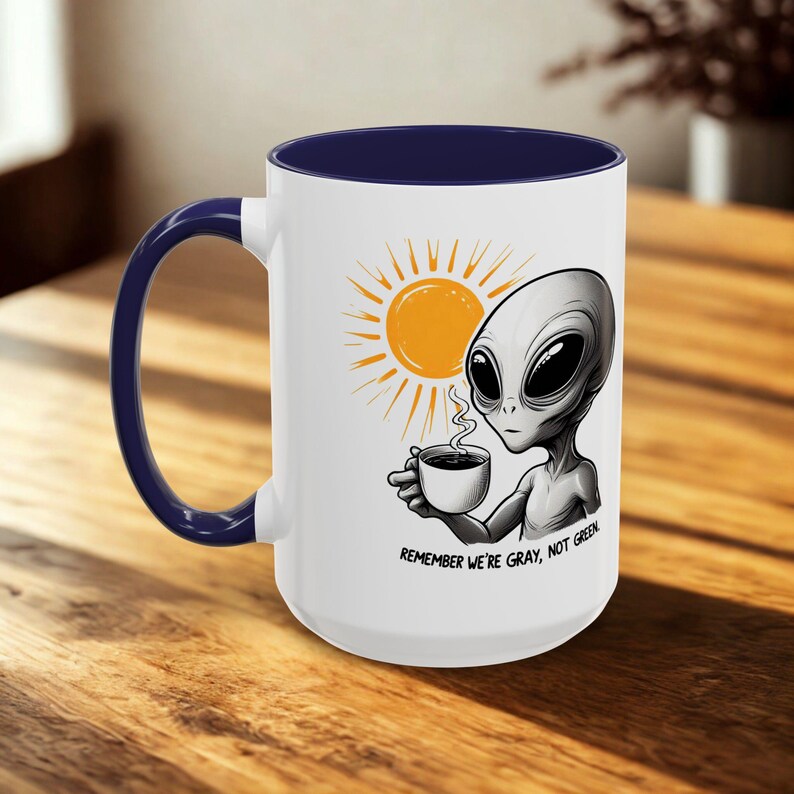 Alien Coffee Mug - Gray Not Green, Sci-Fi Space Lover Gift image 7