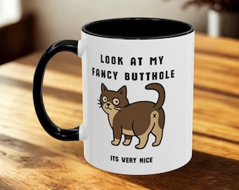 Quirky Cat Coffee Mug, Funny Animal Lover Ceramic Drinkware, Whimsical Cat Tea Cup