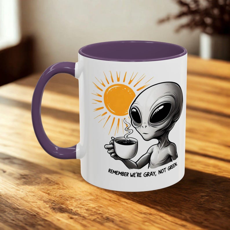 Alien Coffee Mug - Gray Not Green, Sci-Fi Space Lover Gift image 4