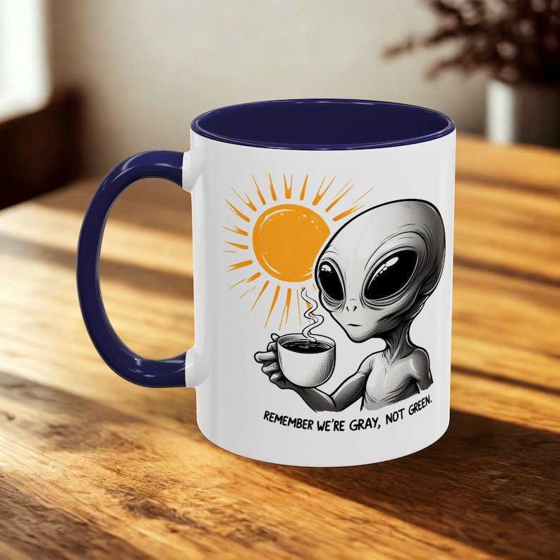 Alien Coffee Mug - Gray Not Green, Sci-Fi Space Lover Gift image 2