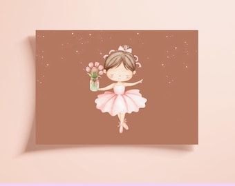 Ballerina Wall Art Digital Download, Pink Ballet Girls Room Printable