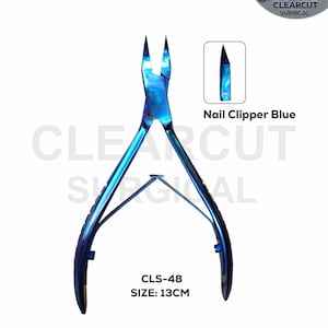 Toe Nail Clipper (Blue) Colour Trimmer Nipper (13cm) Chiropody Pliers Podiatry Tool  Supply for Thick Nails, Stainless Steel Made To Order