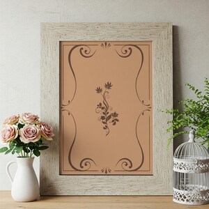 Vintage Floral Art Print – Elegant Botanical Digital Download, Ornamental Wall Decor, Printable A4 Vertical Design