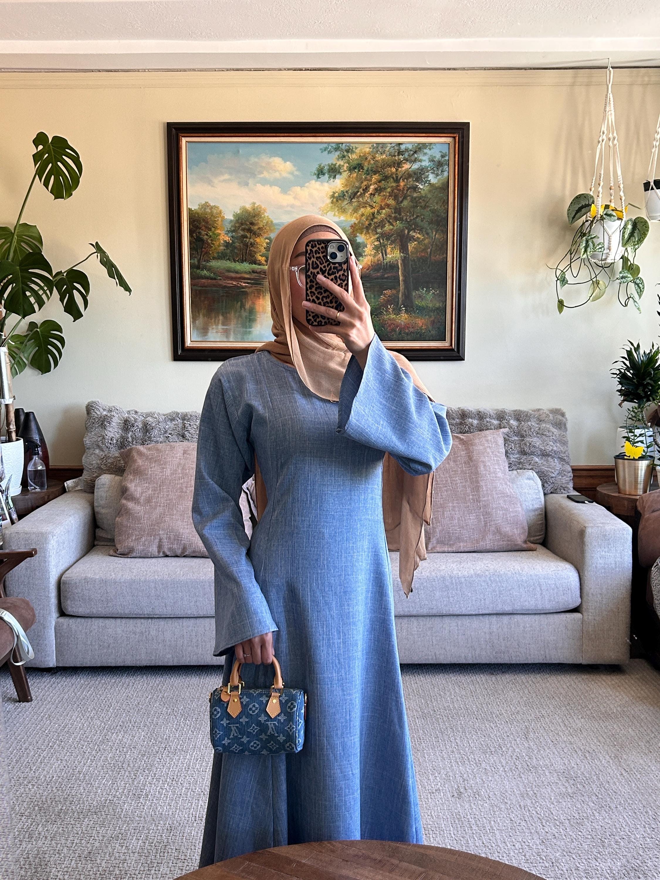 white christmas dresses Sofia Denim Abaya – Salesspoint main image 1