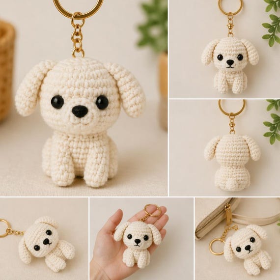 Crochet Dog Keychain Pattern | Amigurumi Puppy PDF (Beginner Friendly)