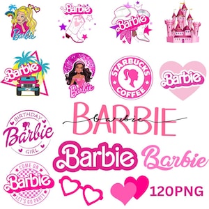Rosa docka Clipart-paket: Retro modegrafik (120 PNG-filer)