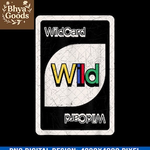 Wild Card Inspirado em PNG – Design Digital de Cartas de Jogo Retro para Projetos de Sublimação