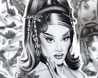 Pegatina de Drag Queen con joyas brillantes