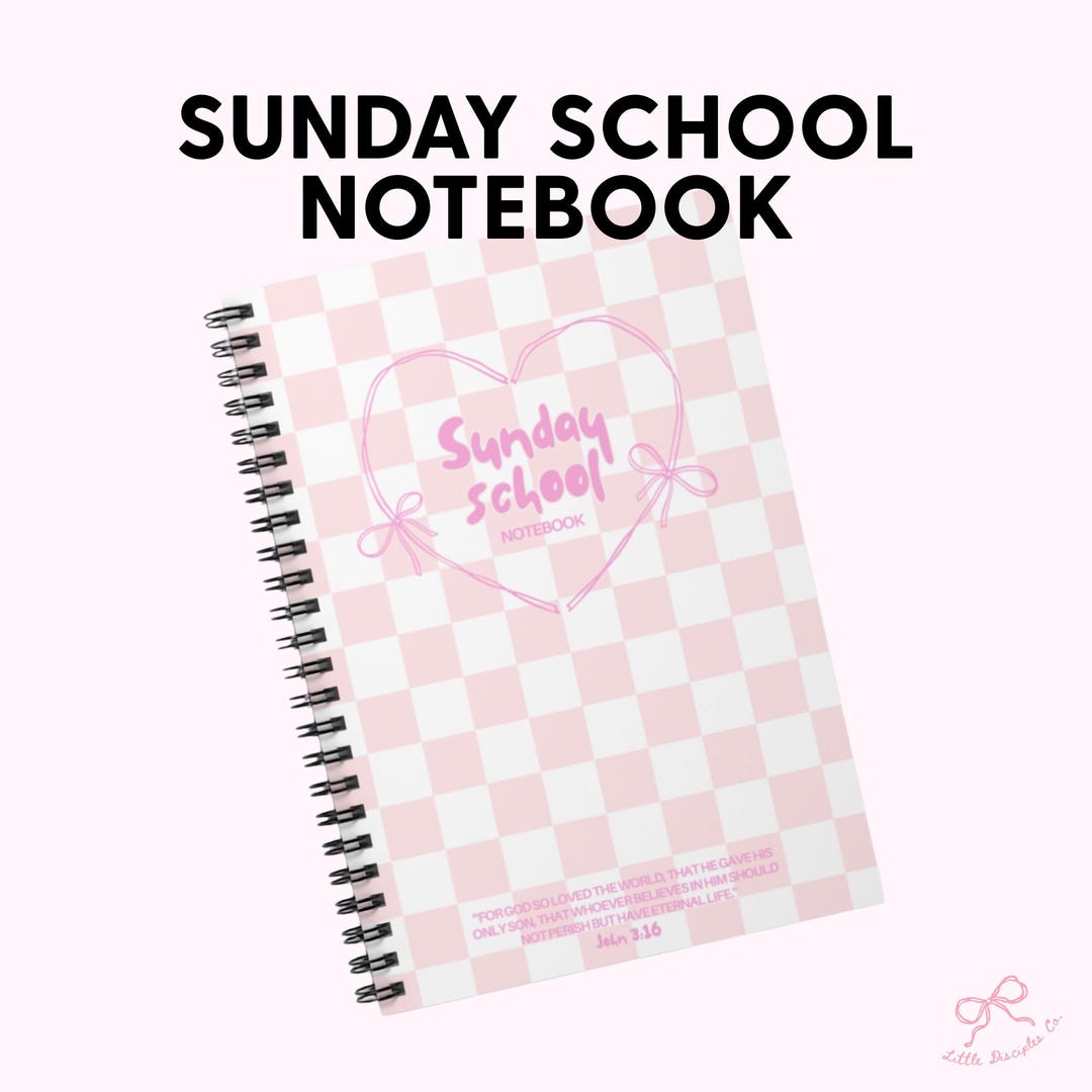 Sunday Notebook Sunday School Spiral Notebook - Blue Gingham Christian Journal - Etsy