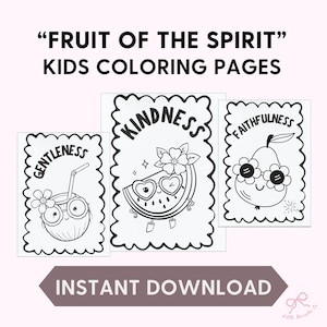 Fruit of the Spirit Coloring Pages | Bible Verse Printables | Christian Kids Sunday School Activity | Galatians 5:22-23