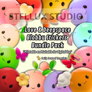 Schmetterling Blobbu Sticker Pack | Liebe und Weltraum inspiriert druckbare Aufkleber | 12 Farben | Kawaii Chibi PNG für Journal & Scrapbook