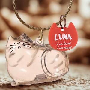 Personalized Cat Memorial Keychain with Fur Holder – Custom Pet Name Tag & Quote – Pet Loss Gift – Cat Hair Keepsake – Pet Lover Gift