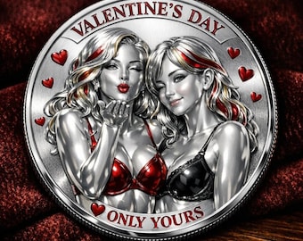 Moneta d'amore di San Valentino per lei, ricordo romantico e sexy, regalo audace per la serata romantica per le donne