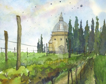 watercolor landscape- Pozzo della Chiana- italy art print
