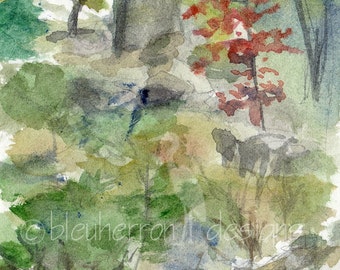 watercolor painting- Japanese Garden, Portland- art print