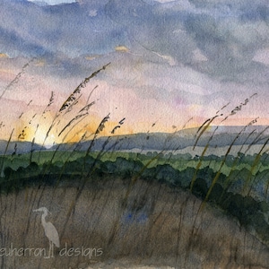 watercolor landscape- Prairie Sunset- art print