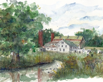 americana landscape - Amish Farm - watercolor art print