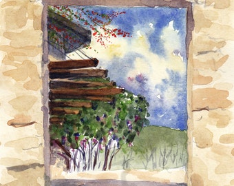 Texas landscape watercolor- End of Winter- spring art print