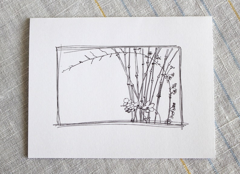 Japanese Orchid and Bamboo set of 12 sketch art cards card set