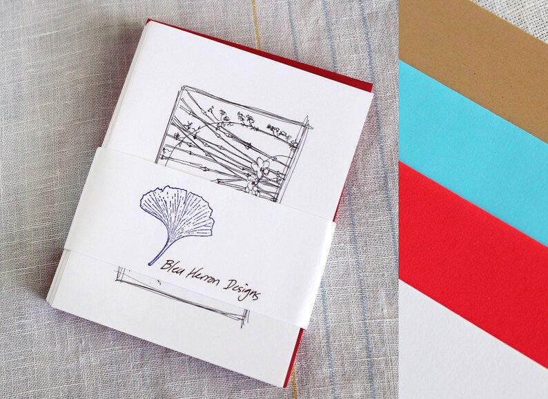 Japanese Orchid and Bamboo set of 12 sketch art cards card set