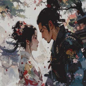 Samurai Couple Tapestry Pattern - Delica Miyuki 11/0 - Pattern T002 Peyote Tutorial
