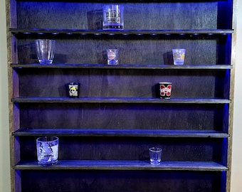 Estantería de madera hecha a mano con luz LED con control remoto, estante de pared flotante moderno, decoración rústica para el hogar, idea de regalo.