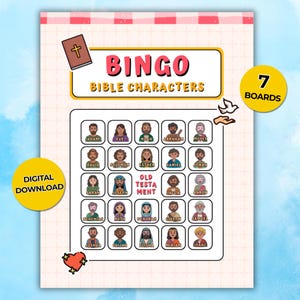 Old Testament Bible Bingo: Printable Christian Game (PDF Download, 7 Cards + Tokens