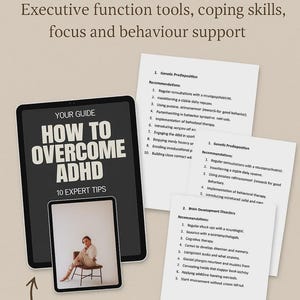 ADHD workbook for kids & teens. Executive function tools, coping skills, focus and behaviour support. Instant digital download
