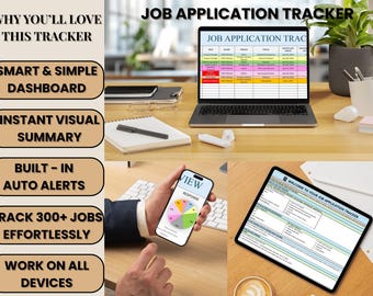 Excel Job Application Tracker | Job Search Planner Spreadsheet | Career & Interview Organizer