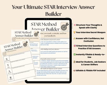 STAR Method Interview Workbook: Fillable PDF Job Interview Prep