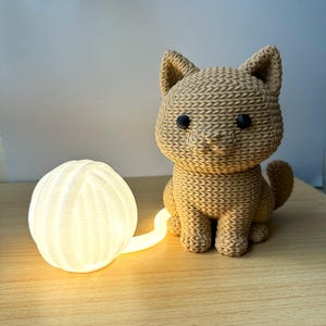 Kattenlamp met gebreide textuur | Gezellig nachtlampje