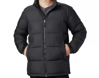 Men's Custom Made Black Down Puffer Jacket: Genuine Handmade Design