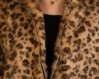 Leopard Print Faux Fur Jacket | Zip up Teddy Coat | Cozy Winter