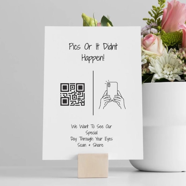 QR Code Wedding Photo Sharing Sign: Personalized Album Upload (A5/A4 Print)