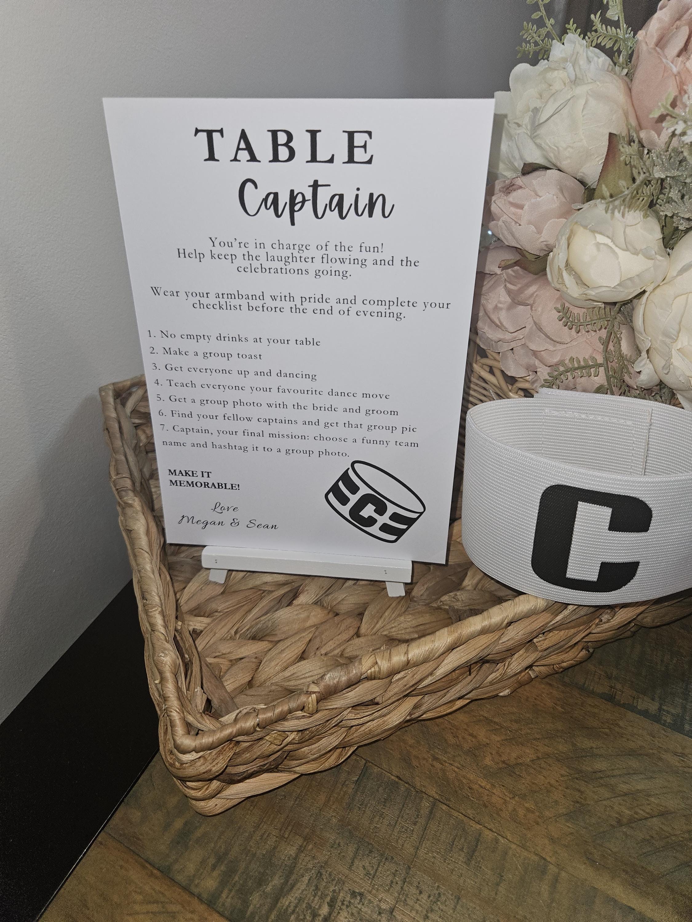 Wedding Captain Sign With Armband: Table Captain (A6/A5) - Etsy UK